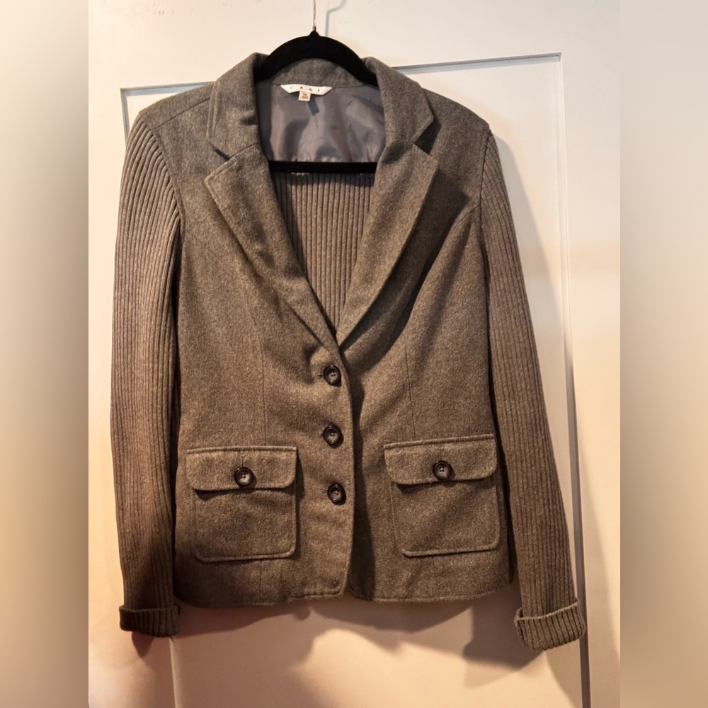 CAbi Charcoal Blazer with Ribbed Sleeves